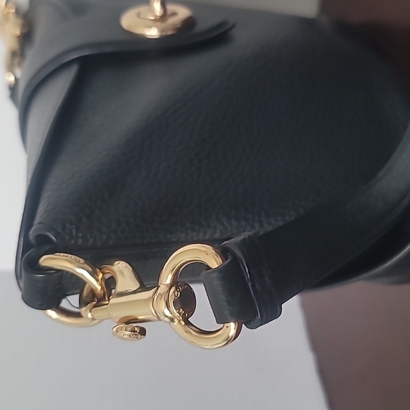 Coach Addie Bag Classic Pebbled Black Leather Turnlock Shoulder Crossbody C2814 - Picture 4 of 12